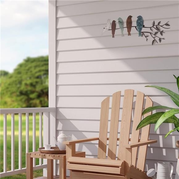 Metal Bird WallArt Birds on the Branch WallDecor Leaves with BirdMetal Sculpture - Picture 6 of 6